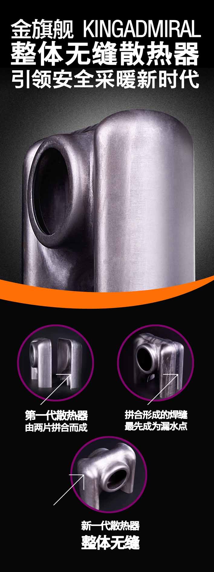 金旗艦暖氣片采用無縫焊接技術(shù)，確保安裝質(zhì)量使用年限